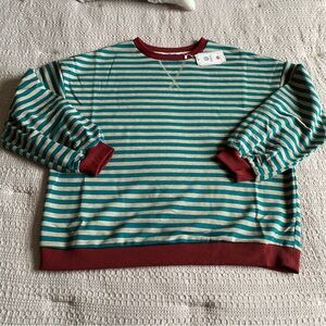 Free People Inspired Stripe Long Sleeve Crew Top Sweatshirt Oversized Small